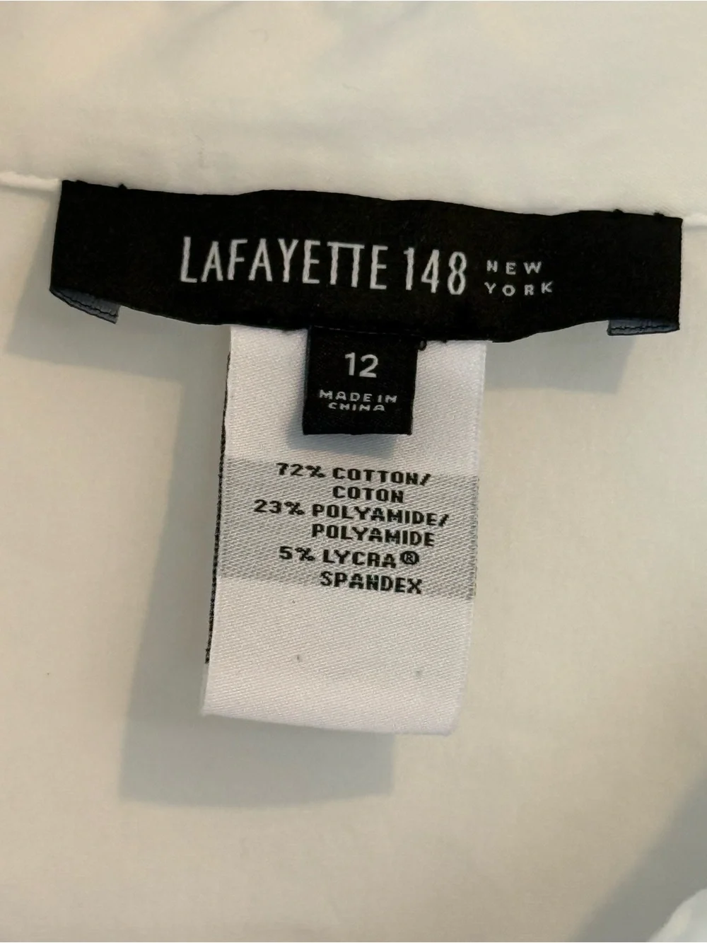 Lafayette 148 New York White Stretch Button Front Shirt Women’s Size 12 - Picture 3 of 5